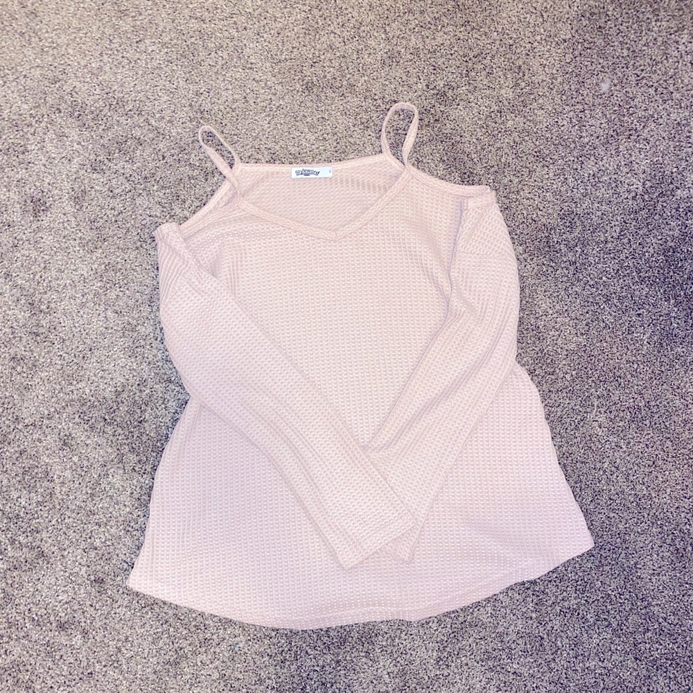 3/10 Shoulder cut ribbed long sleeve shirt